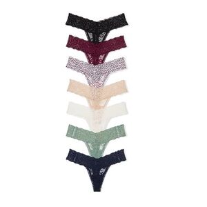 🎉Victoria's Secret LACE THONG PANTIES 7-PACK M/ 170-72✨